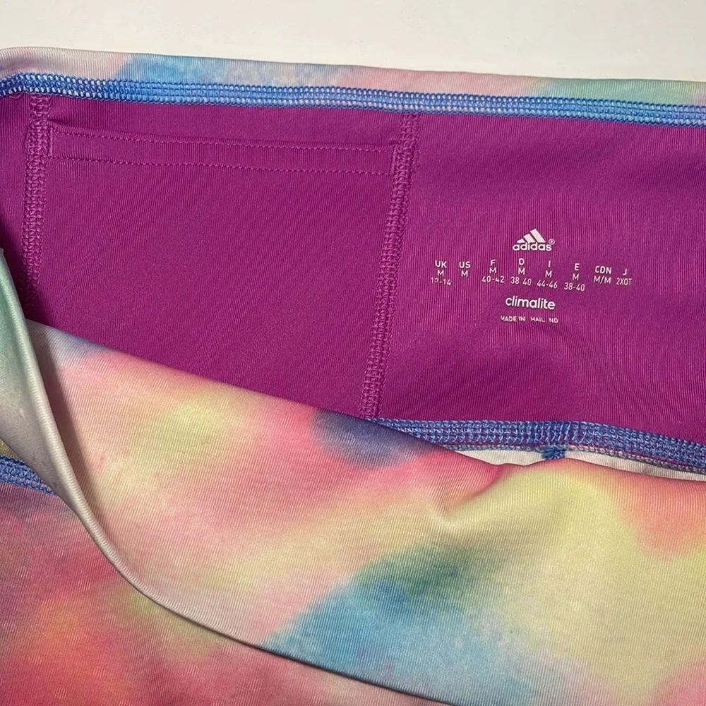 Adidas Climalite Cropped Leggings Size M Rainbow Watercolor - Picture 4 of 6